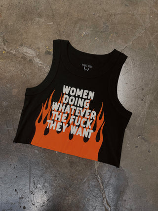 Women Doing Whatever Flame Crop Tank