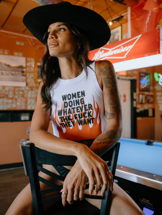 Women Doing Whatever Flame Crop Tank