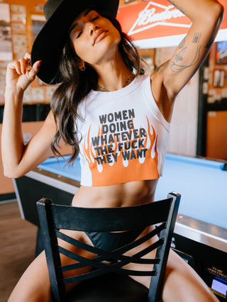 Women Doing Whatever Flame Crop Tank