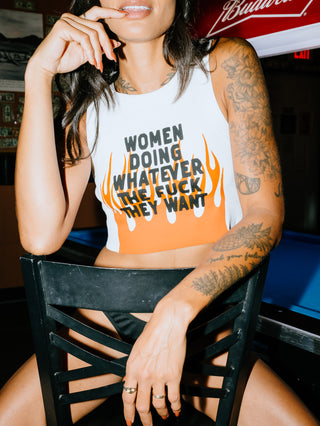 Women Doing Whatever Flame Crop Tank